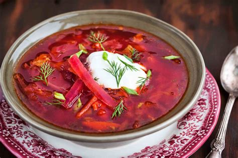 Jun 20, 2018 ... 1. Borscht A simple beet soup, this sour dish is usually made with beef broth and garnished with sour cream. · 2. Pelmeni · 3. Blini · 4. Mush...
